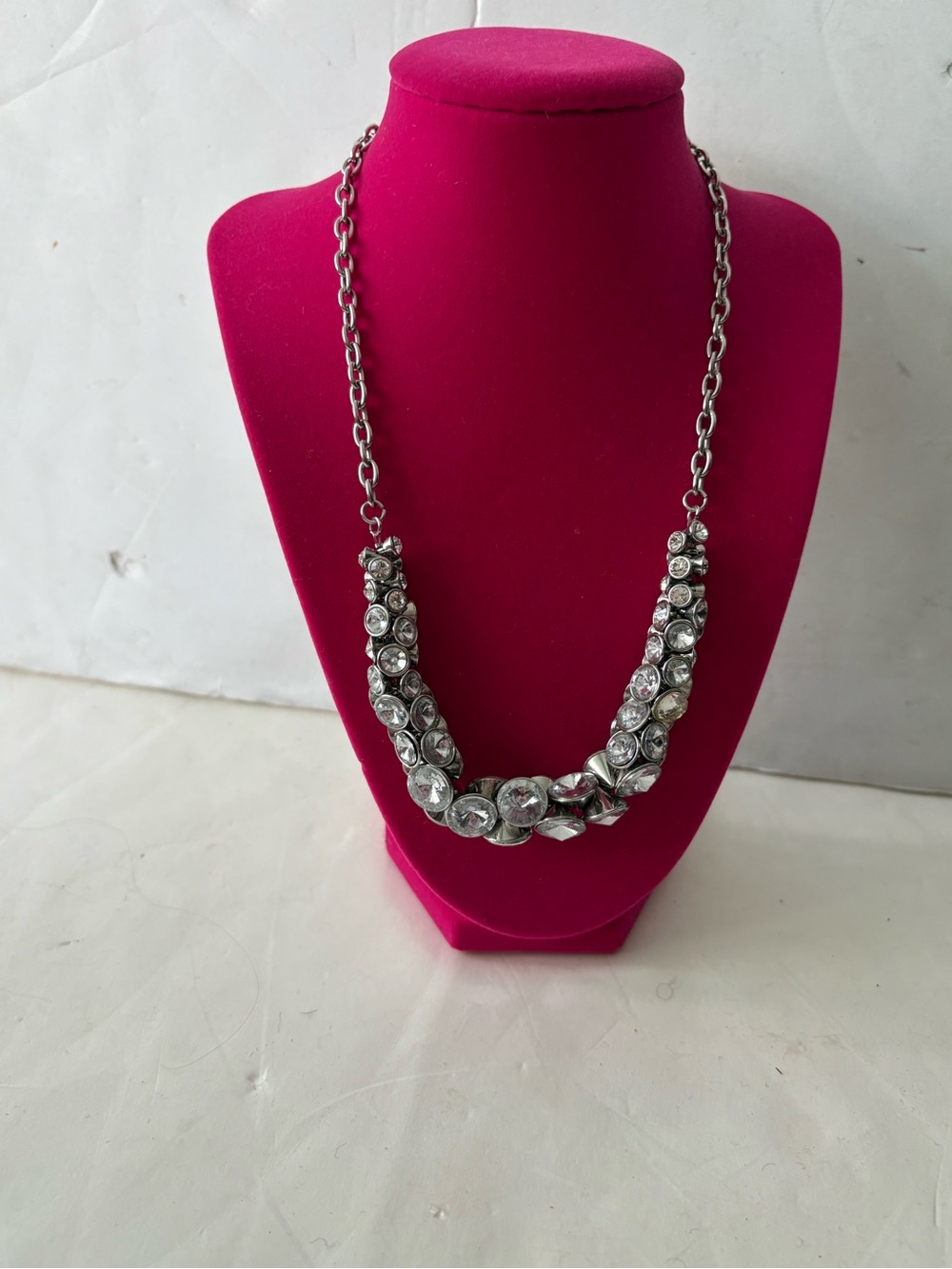 Crystal Statement Necklace in Silver